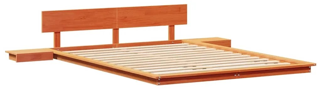 Estrado de Cama com Mesas de Cabeceira Castanho Encerado 140x200cm Mad