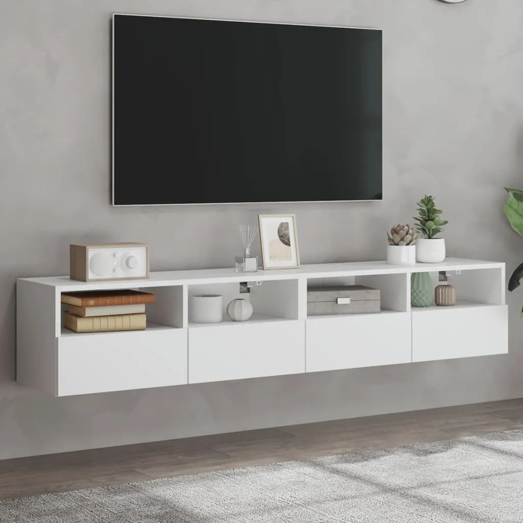 vidaXL Móveis parede p/ TV 2pcs 80x30x30cm derivados de madeira branco