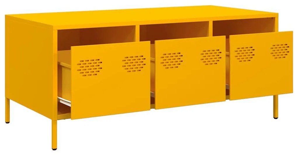 Mesa centro 101,5x50x43,5 cm aço laminado frio amarelo mostarda