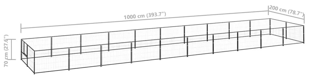 Canil para cães 20 m² aço preto