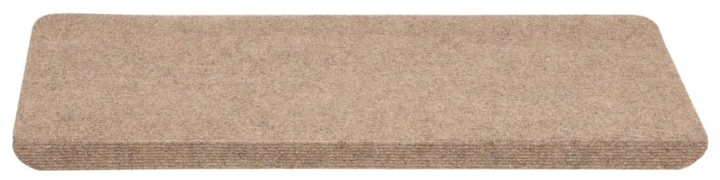 Tapetes de escada autoadesivos 15 pcs 65x24,5x3,5 cm bege