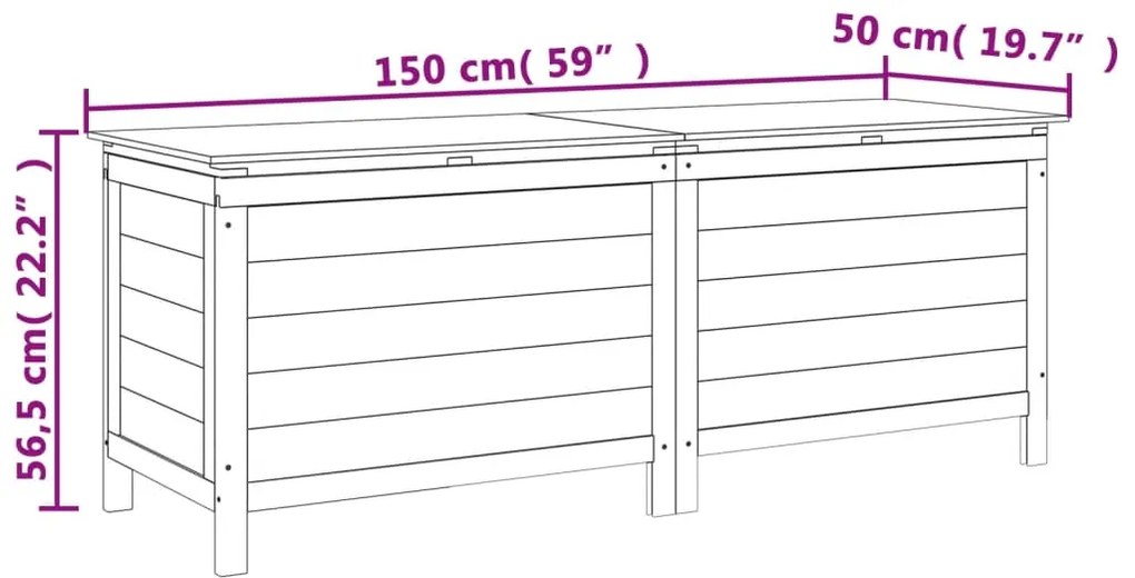 Caixa arrumação p/ jardim 150x50x56,5 cm abeto maciço antracite