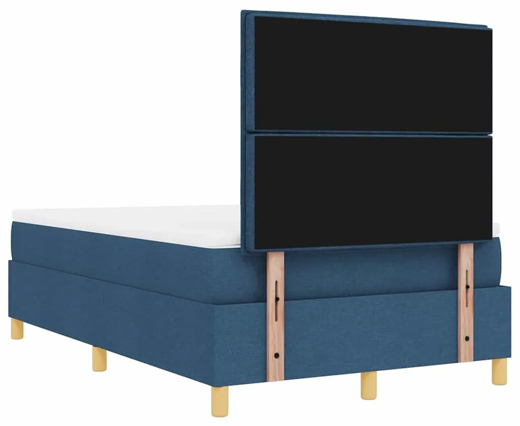 Cama Box Spring com Colchão &amp; Banco Azul 120x200 cm Tecido