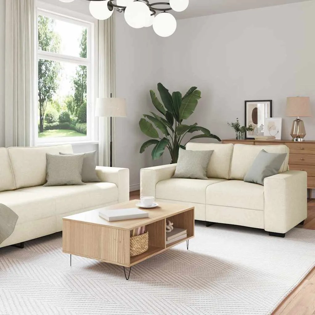 vidaXL Sofá com almofada 3 pcs Bege 221 x 77 x 82 cm Linho