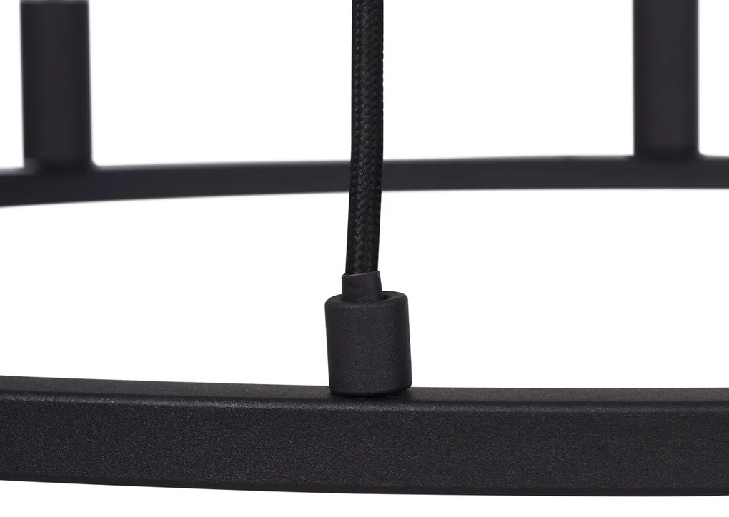 Candeeiro suspenso industrial preto 7 luzes - Knight