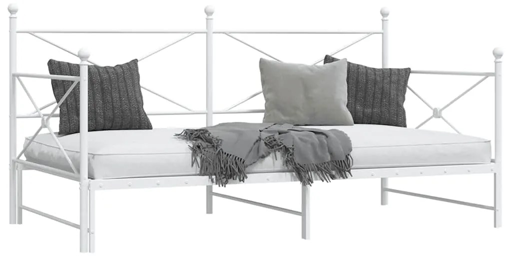 Cama de dia com gavetão sem colchão 100x200 cm aço branco