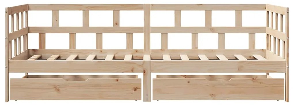 Sofá-cama com gavetas 80x200 cm madeira de pinho maciça