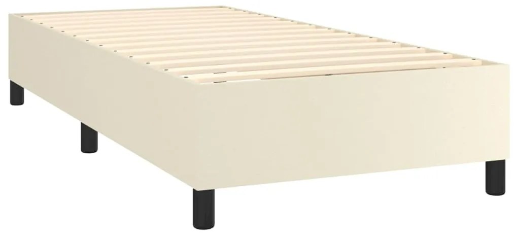 Estrutura de cama 90x190 cm couro artificial cor creme