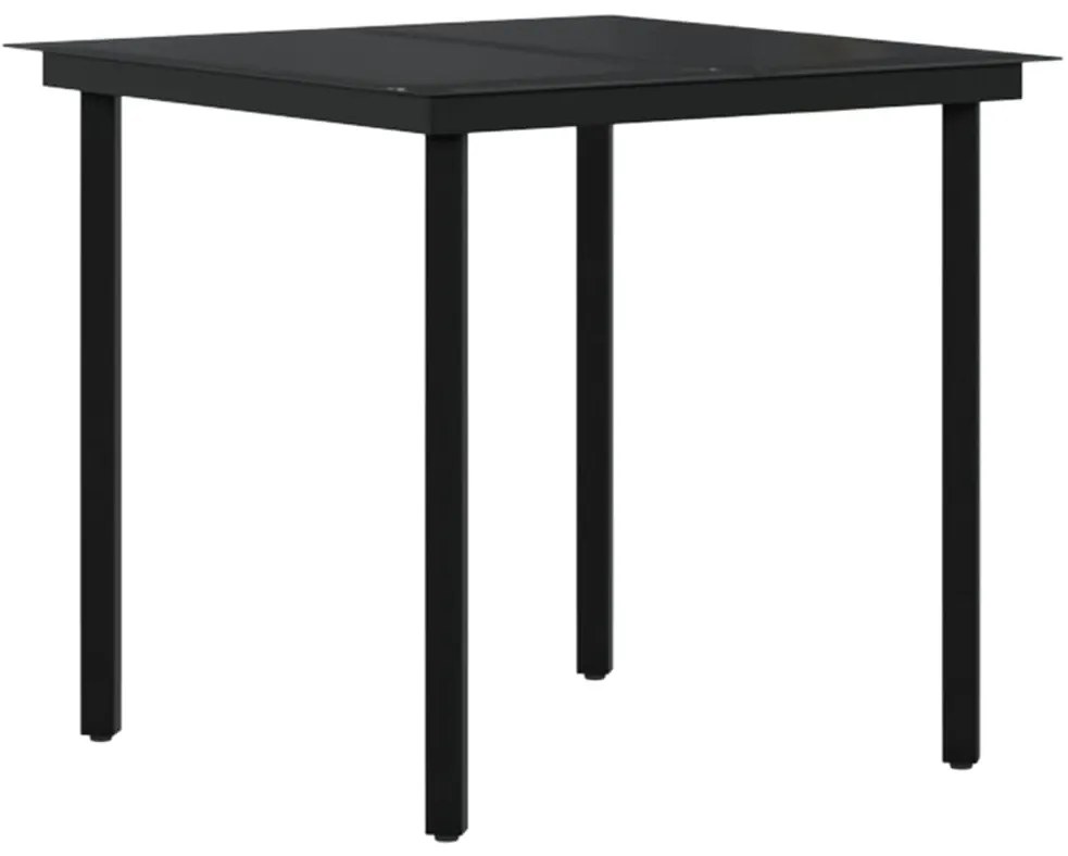 3 pcs conjunto de jantar para jardim com almofadões preto
