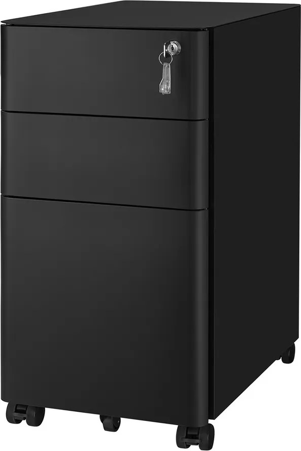 Bloco gavetas escritório com rodas 46 x 30 x 59,2 cm Preto