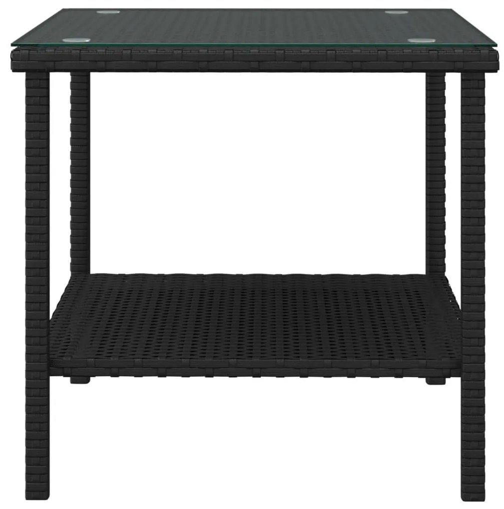 Mesa de apoio 45x45x45 cm vime PE e vidro temperado preto