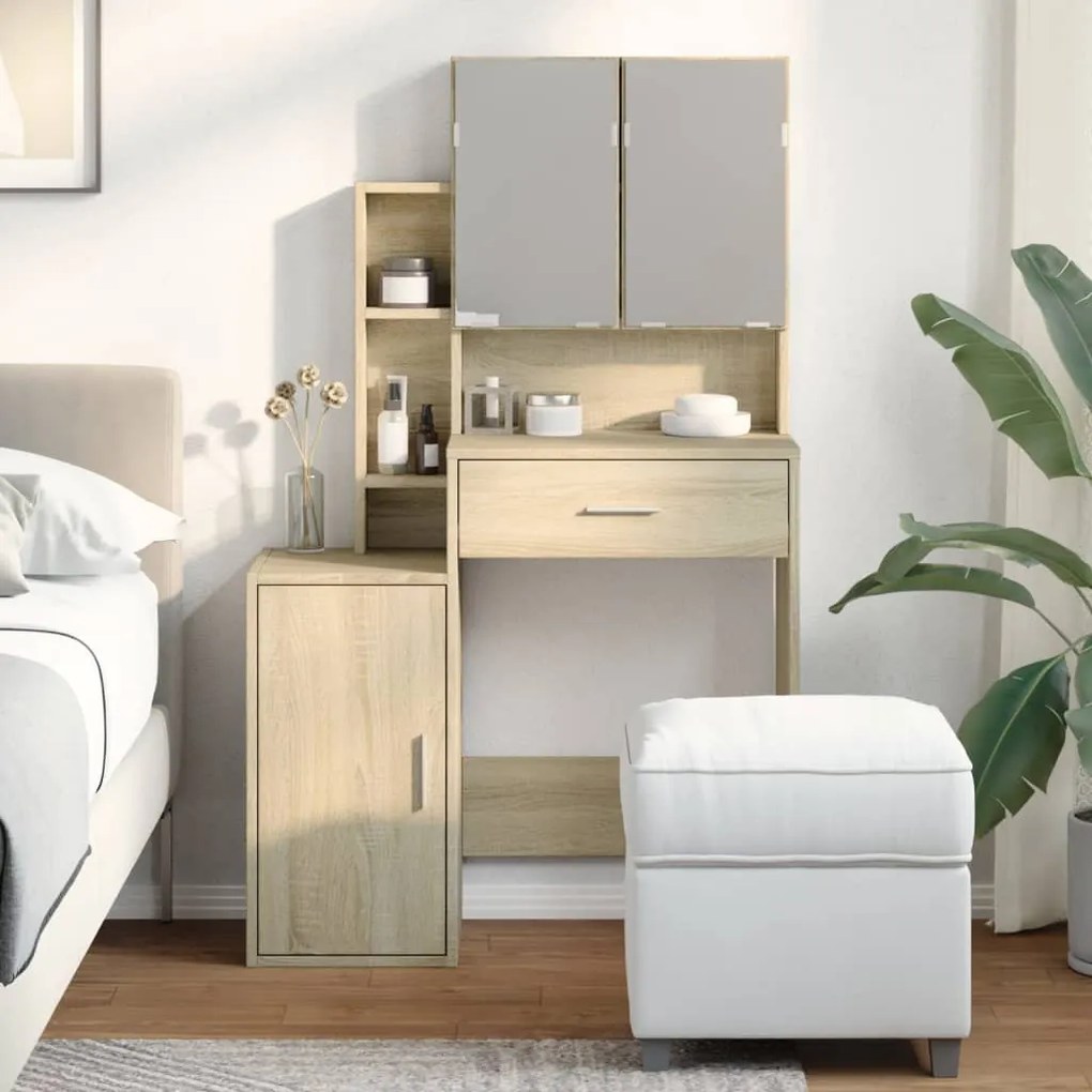 Toucador com armário 80x35x132 cm cor carvalho sonoma