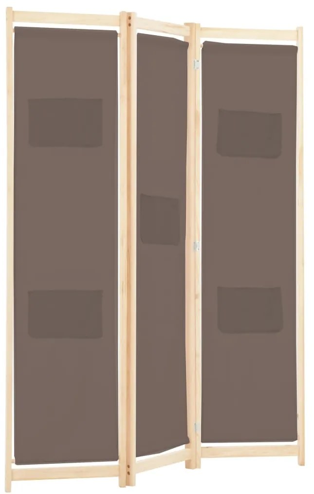 Divisória de quarto com 3 painéis 120x170x4 cm tecido castanho