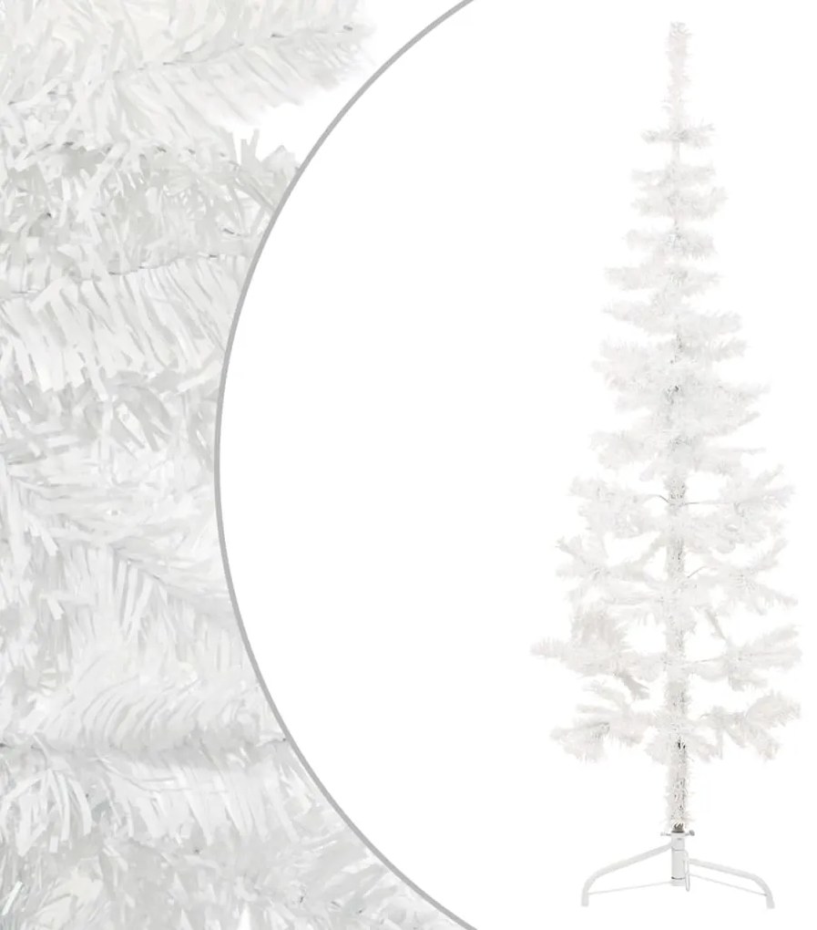 vidaXL Meia árvore de Natal fina com suporte 150 cm branco