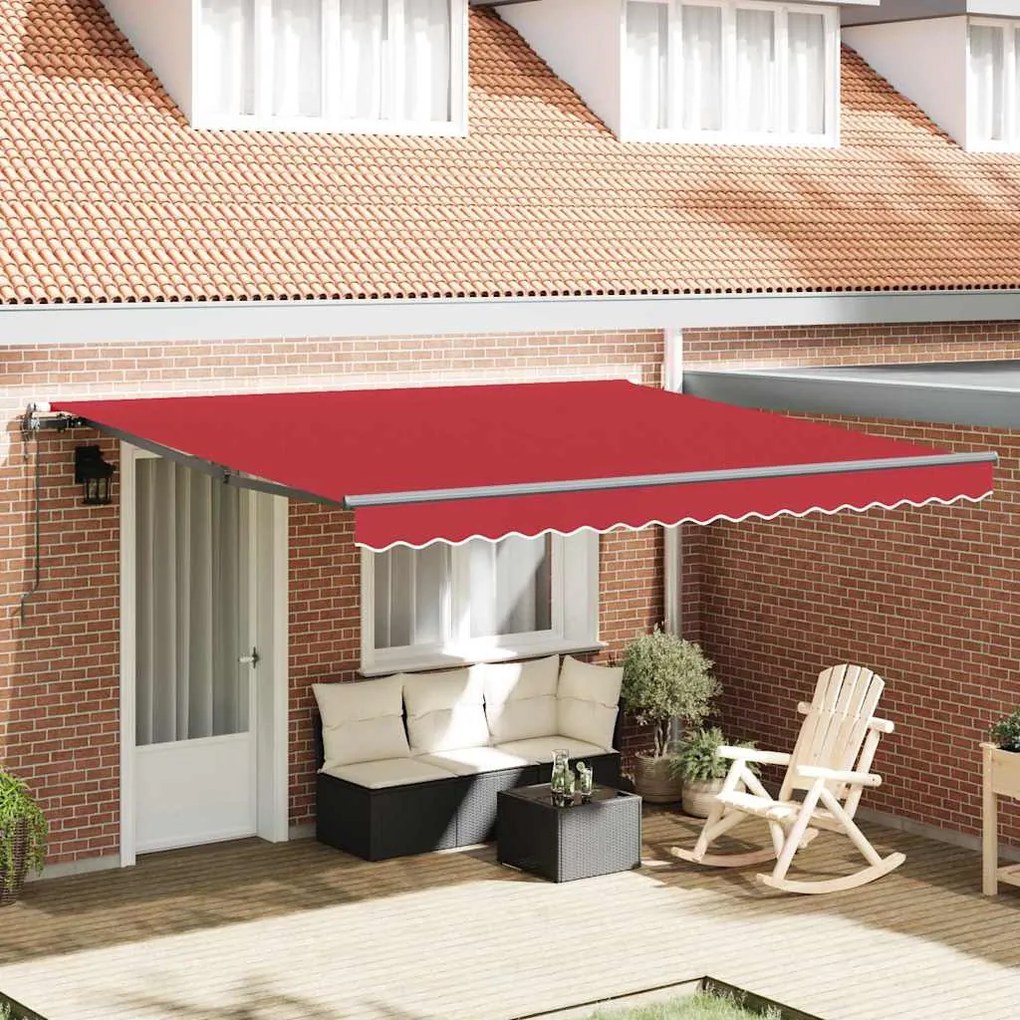 vidaXL Toldo Retrátil Vermelho 400 × 300 cm Tecido e Alumínio