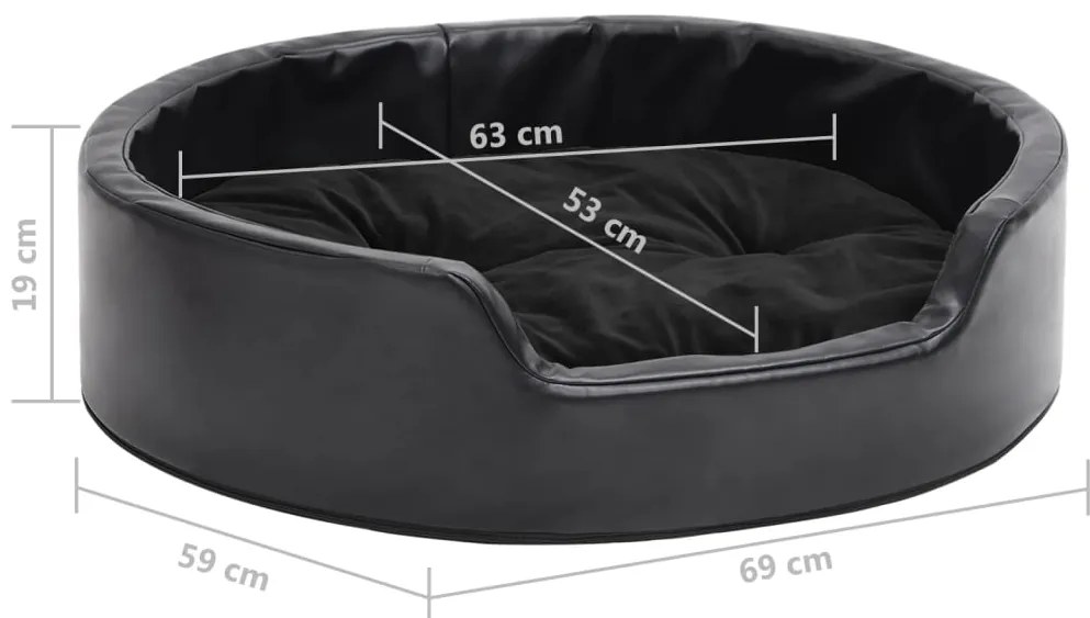 Ninho para cães 69x59x19 cm pelúcia/couro artificial preto