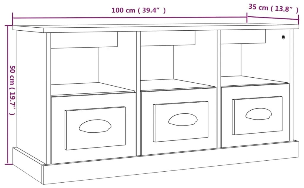 Móvel de TV 100x35x50 cm derivados de madeira cinzento sonoma