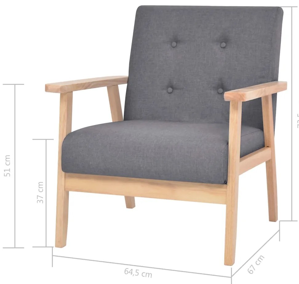 Conjunto de sofás 3 pcs tecido cinzento-escuro