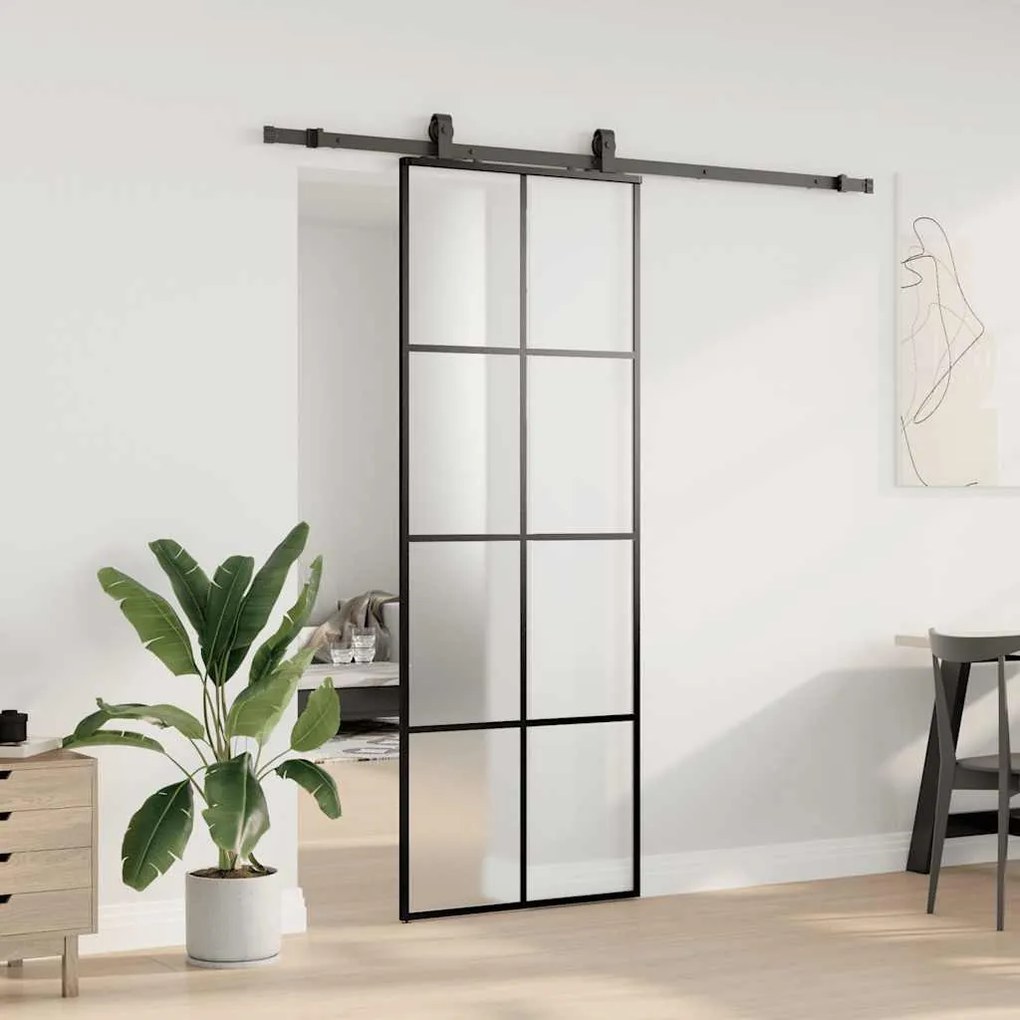 Porta deslizante c/ conj. ferragens 76x205cm vidro ESG preto