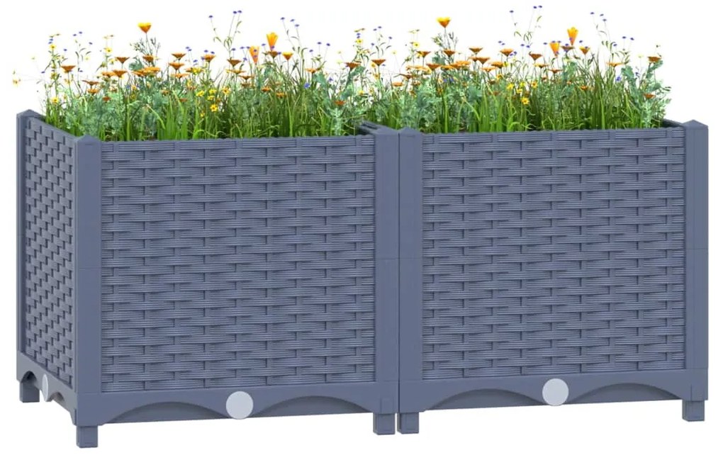 vidaXL Canteiro elevado 80x40x38 cm polipropileno