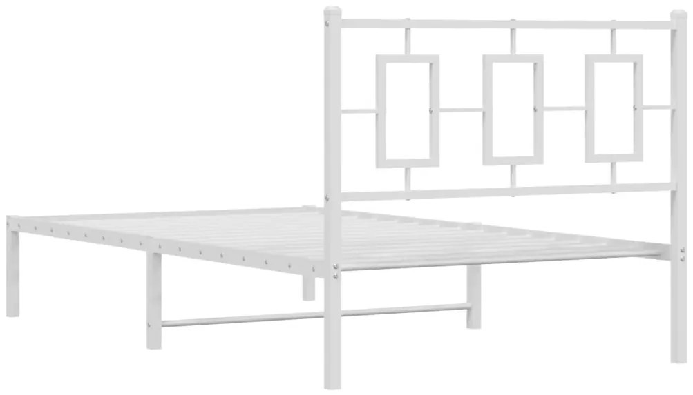 Estrutura de cama com cabeceira 100x190 cm metal branco