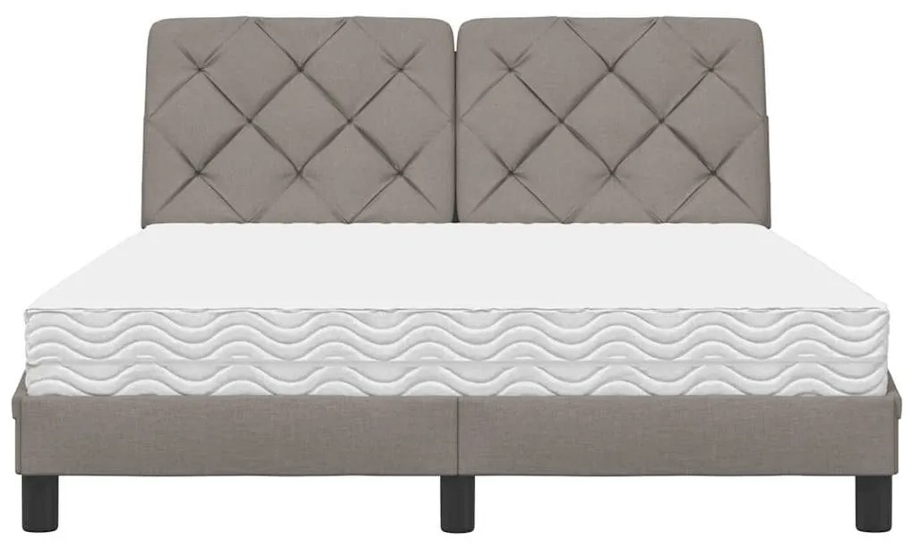 Cama com colchão 140x200 cm tecido castanho-acinzentado