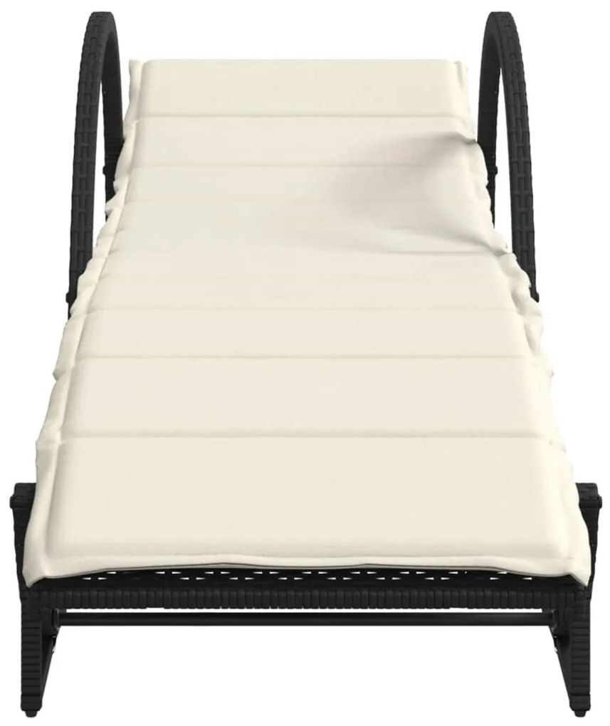 Espreguiçadeiras com mesa 2 pcs vime PE preto