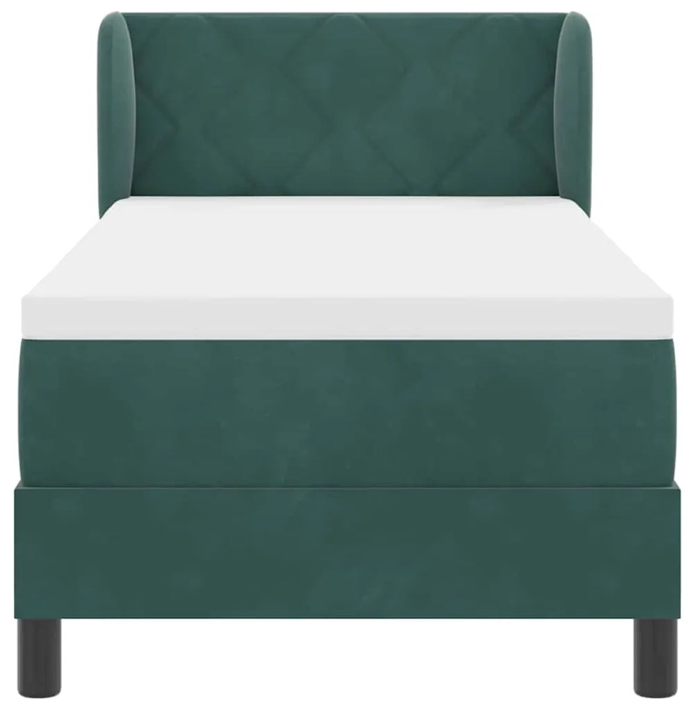 Cama Box com Colchão vidaXL Verde Escuro 80x200 cm Veludo