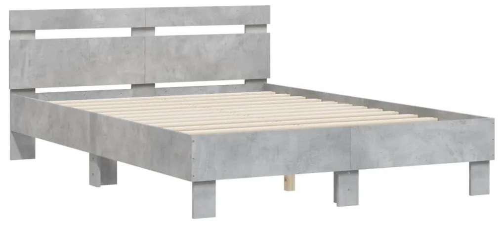Estrutura de cama c/ cabeceira derivados madeira cinza-cimento