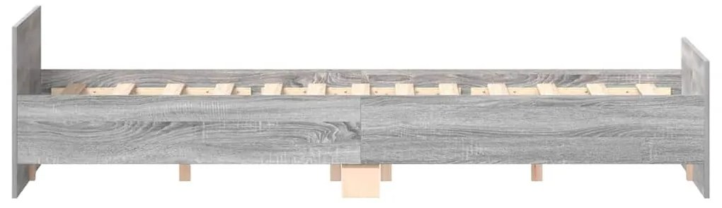 Estrutura de cama c/ painéis de cabeceira e pés cinzento sonoma