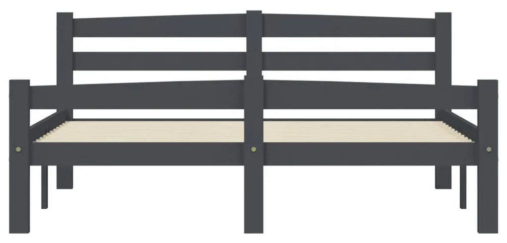 Estrutura de cama 120x200 cm pinho maciço cinzento-escuro