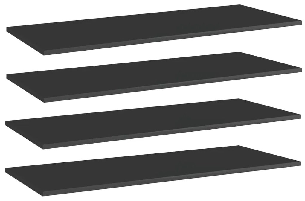 vidaXL Prateleiras estante 4pcs 100x40x1,5cm contrap. preto brilhante