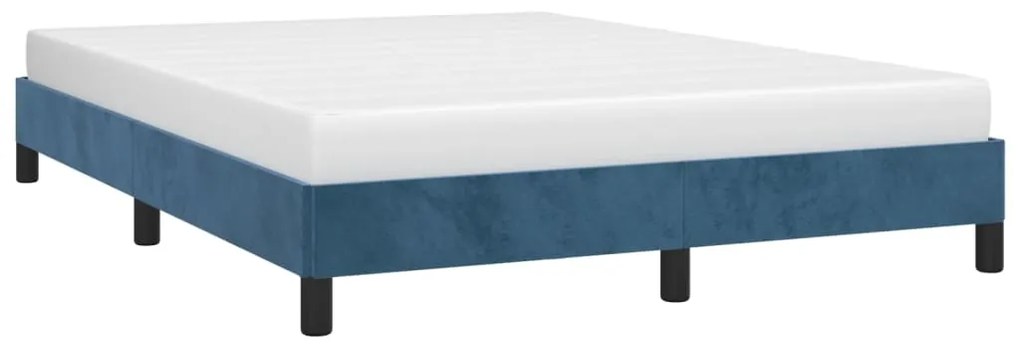 Estrutura de cama 140x200 cm veludo azul-escuro