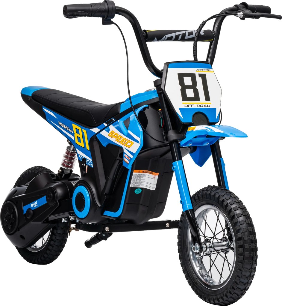 AIYAPLAY Mota Elétrica para Crianças 24V com Motor 250W Velocidade de 6-16km/h Rodas de 30,5 cm para Crianças de 8-12 Anos Azul | Aosom Portugal
