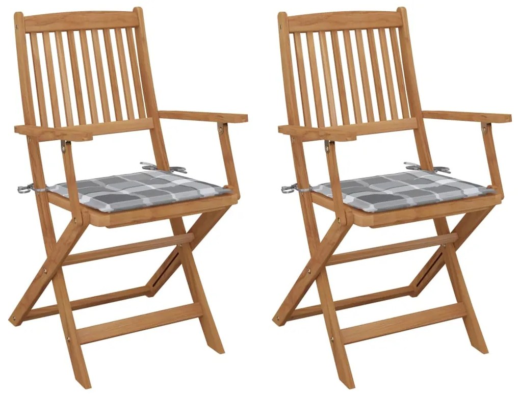 vidaXL Cadeiras de jardim dobráveis c/ almofadões 2 pcs acácia maciça