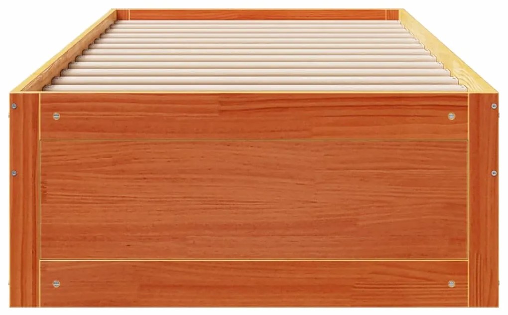 Cama sem colchão com gavetas madeira pinho maciça castanho-mel