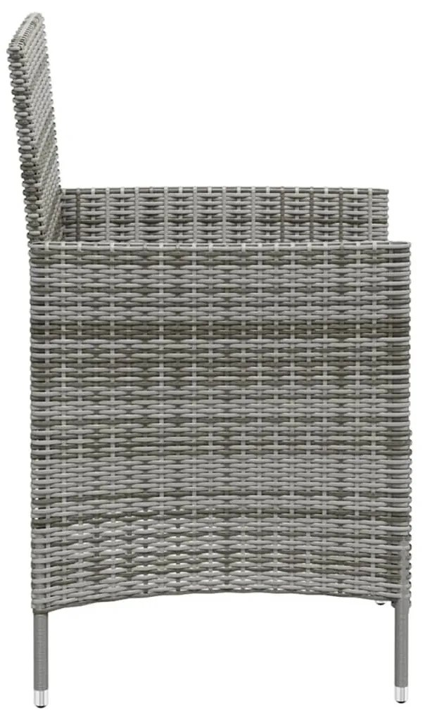 Conjunto jantar p/ exterior com almofadões 3 pcs vime cinzento