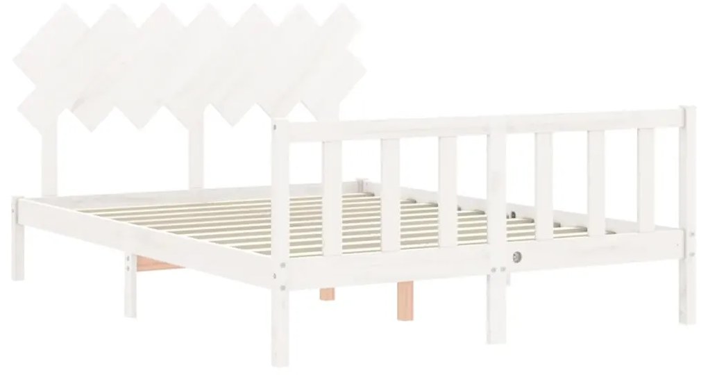 Estrutura de cama com cabeceira 140x190cm madeira maciça branco