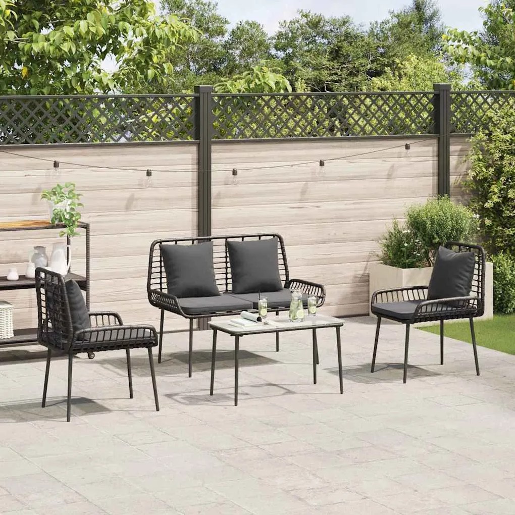 Conjunto de Jantar para Jardim 3 pcs Preto, Antracite
