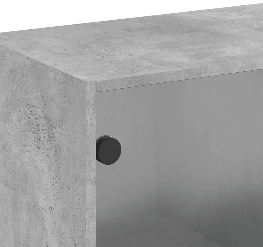 Armário de parede c/ portas de vidro 68x37x68,5cm cinza cimento