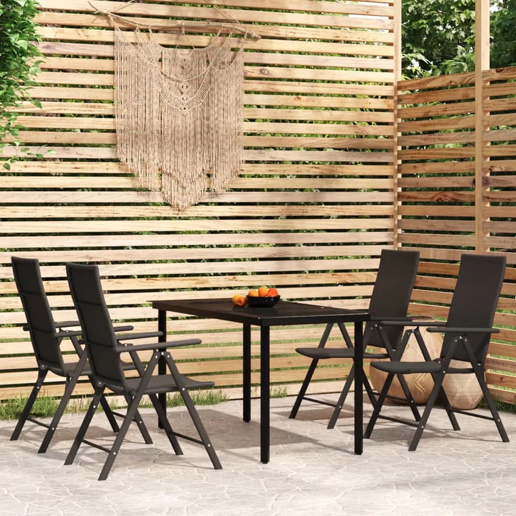 vidaXL 5 pcs Conjunto de jantar para jardim preto
