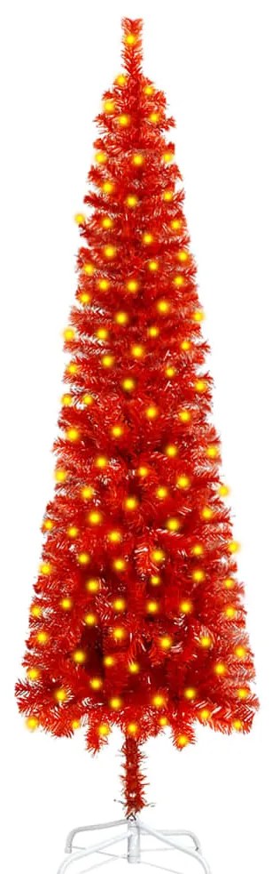 vidaXL Árvore de Natal pré-iluminada fina 180 cm vermelho