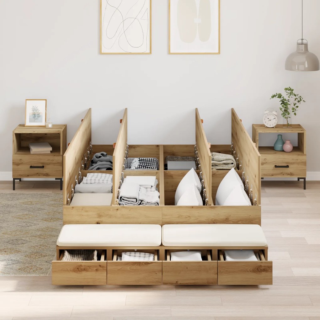 Cama de Armazenamento Artisan Carvalho 120x190 cm
