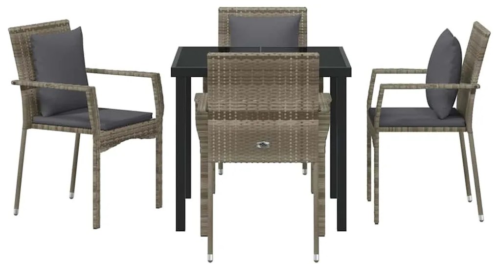 Conjunto de 4 Cadeiras de Jardim 5 pcs Cinzeto 80 x 80 x 73 cm