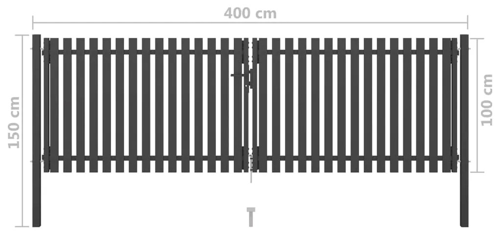 Portão de cerca para jardim 4x1,5 m aço antracite