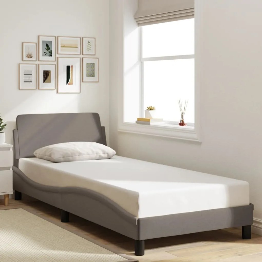 vidaXL Estrutura de cama c/ cabeceira sem colchão tecido 90x190 cm