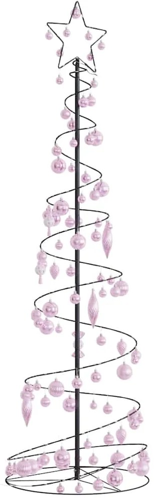 vidaXL Árvore de Natal LED com Baubles 120 LEDs Branco Quente 180 cm