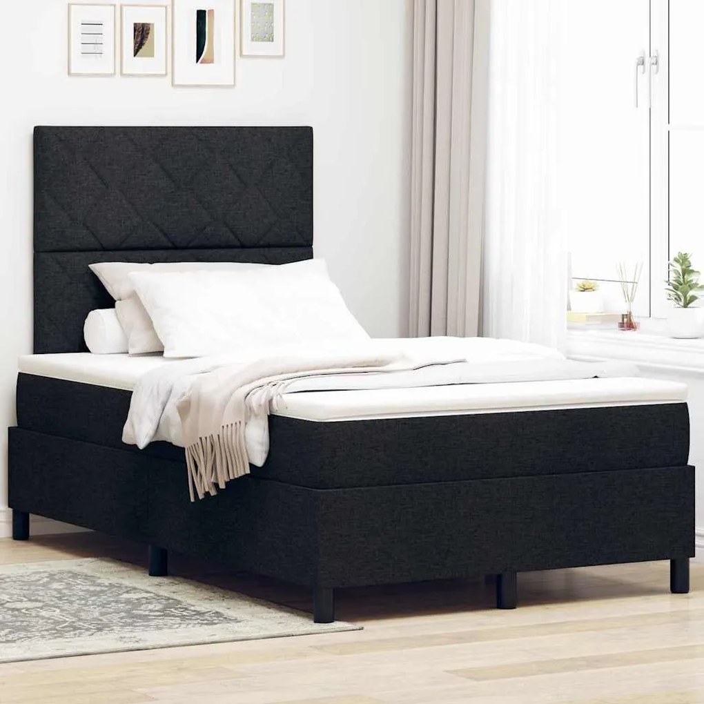 Cama Box com Colchão e Luz LED - Preta - 120x190 cm - Tecido