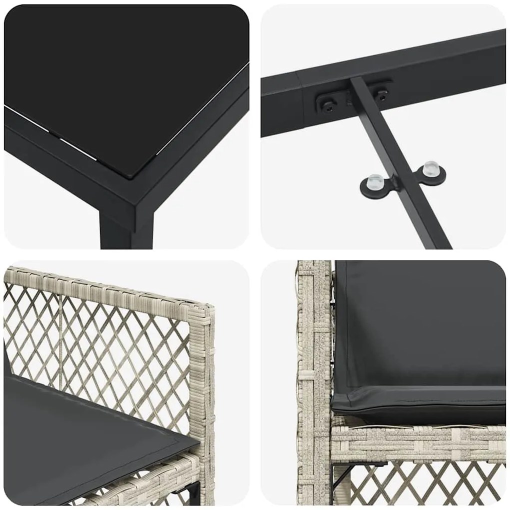 Conjunto de Jantar para Jardim vidaXL 5 Peças com Almofadas Cinza-Clar