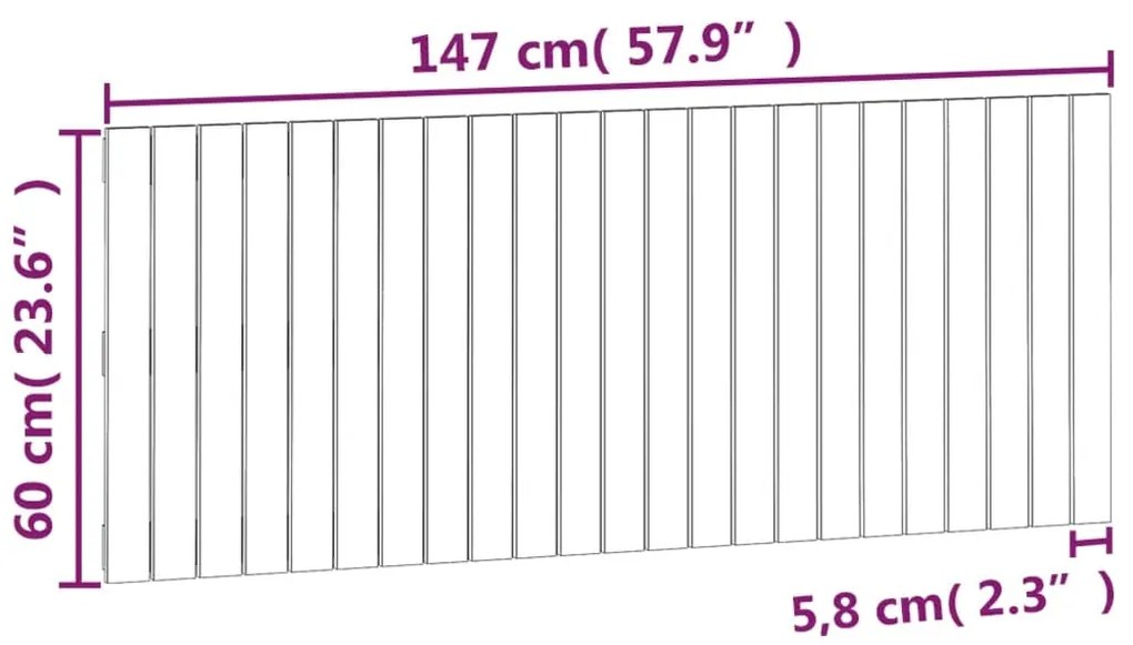 Cabeceira de parede 147x3x60 cm madeira de pinho maciça